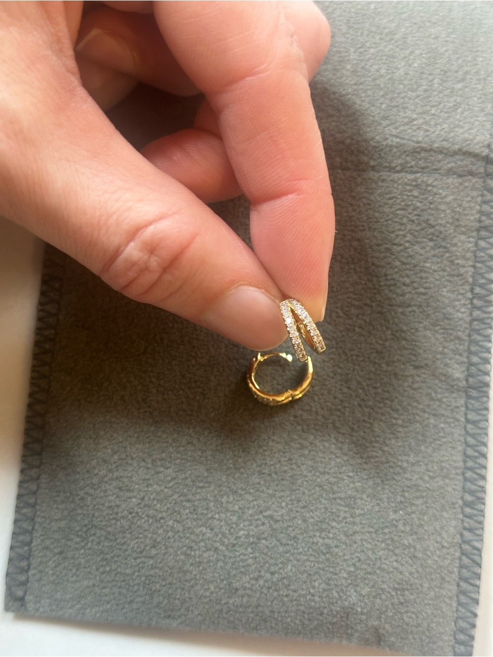 Gold Pavé Double-Row Huggie Hoop Earrings - Women's Jewelry